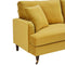 Brigette 2-Seater Mustard Velvet Sofa with Antique Brass Castor Legs
