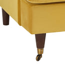 Brigette 2-Seater Mustard Velvet Sofa with Antique Brass Castor Legs
