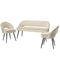 Oakley Champagne Velvet Upholstered 3 Seater Dining Bench with Contrast Piping