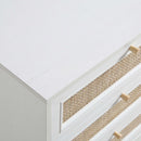 Frances Woven Rattan Chest of 6 Drawers, White