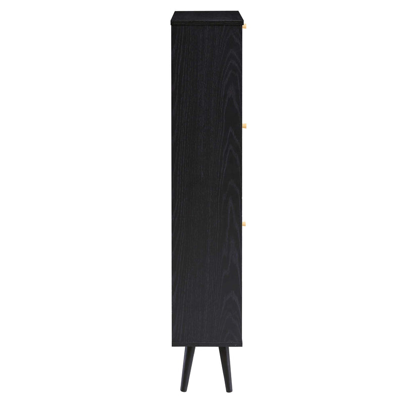Frances Rattan 3 Tier Shoe Storage Cabinet, Black