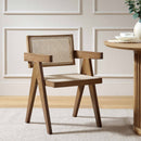 Jeanne Light Walnut Cane Rattan Solid Beech Wood Dining Chair