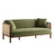 Pienza Cane Sofa Bed, Moss Green Velvet with Walnut Frame